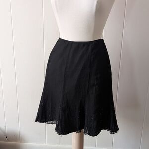 Vintage Y2K Black Silk Beaded Skirt Size 6P
